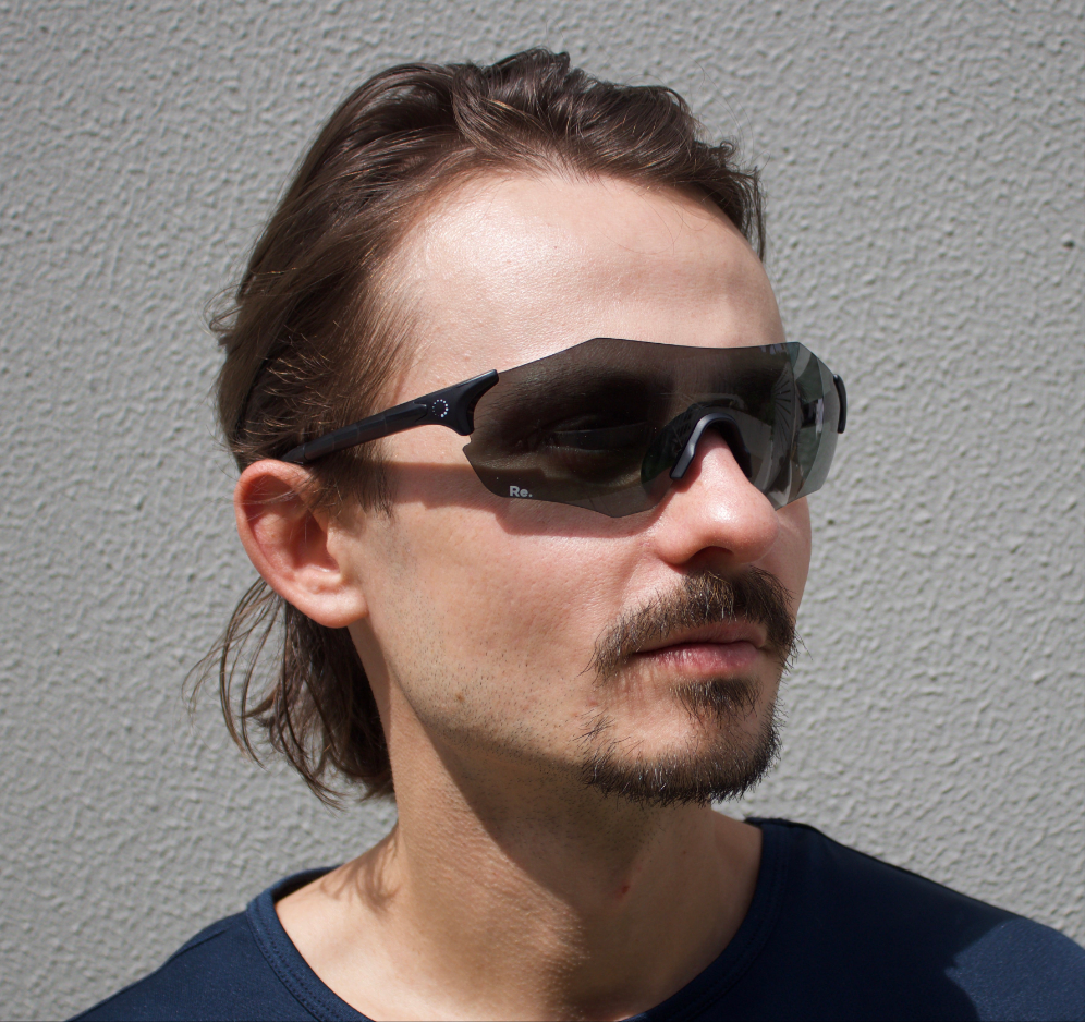 Man wearing running sunglasses