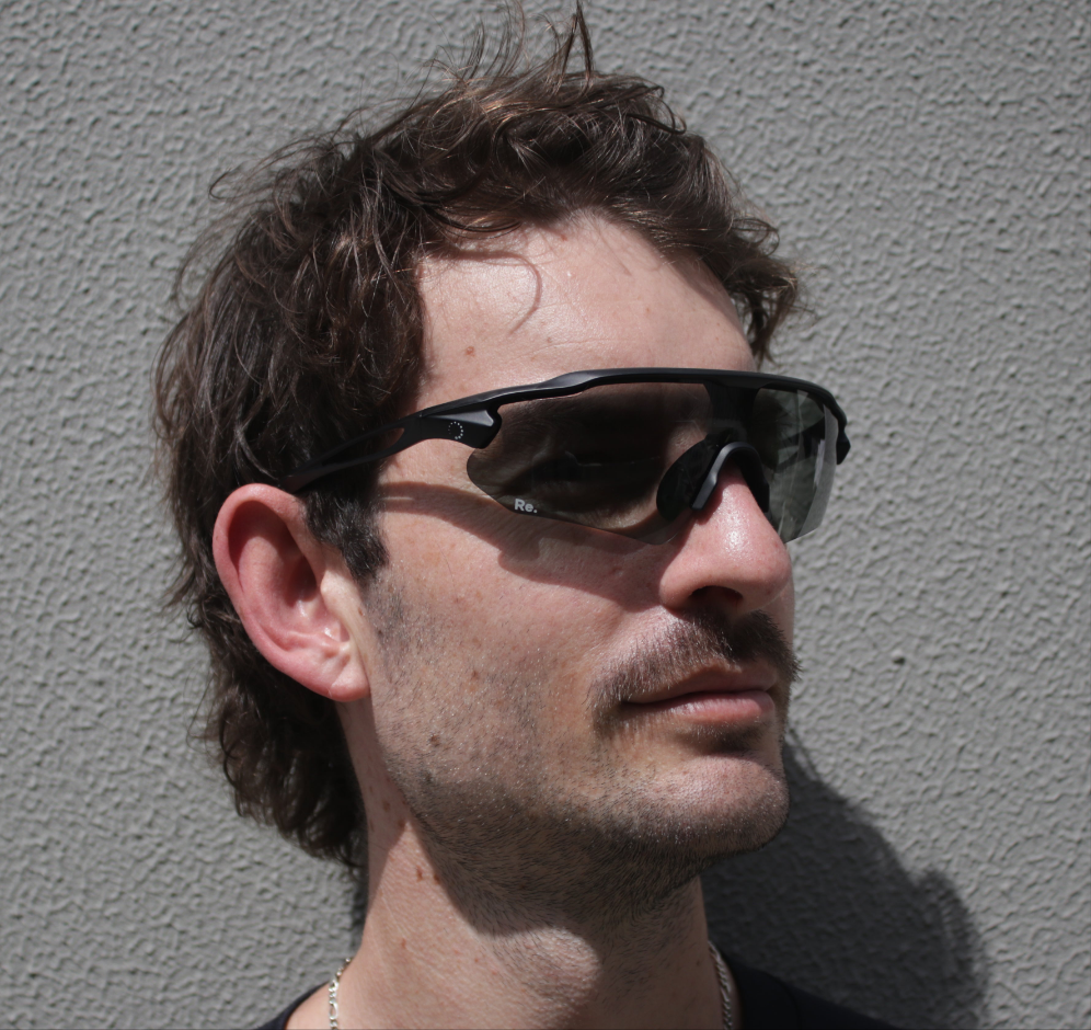 Man wearing running sunglasses