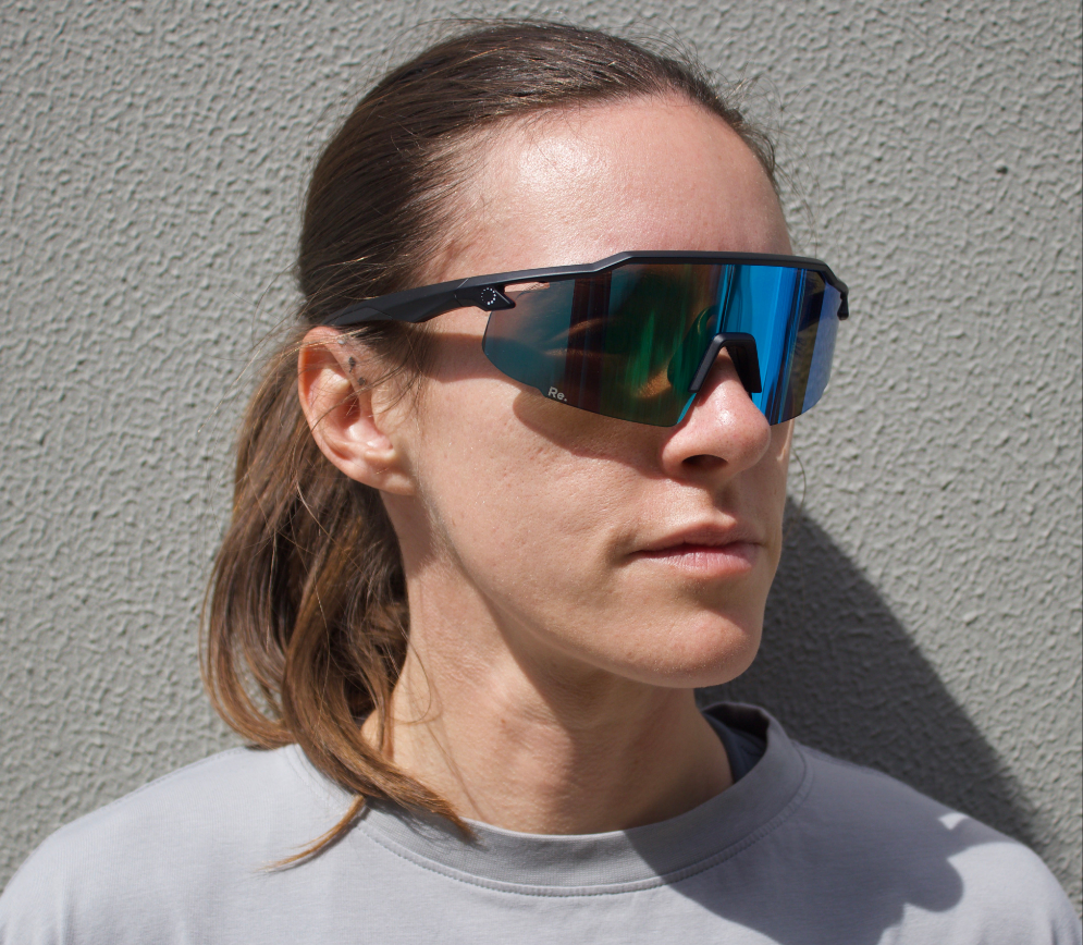 Woman wearing running sunglasses