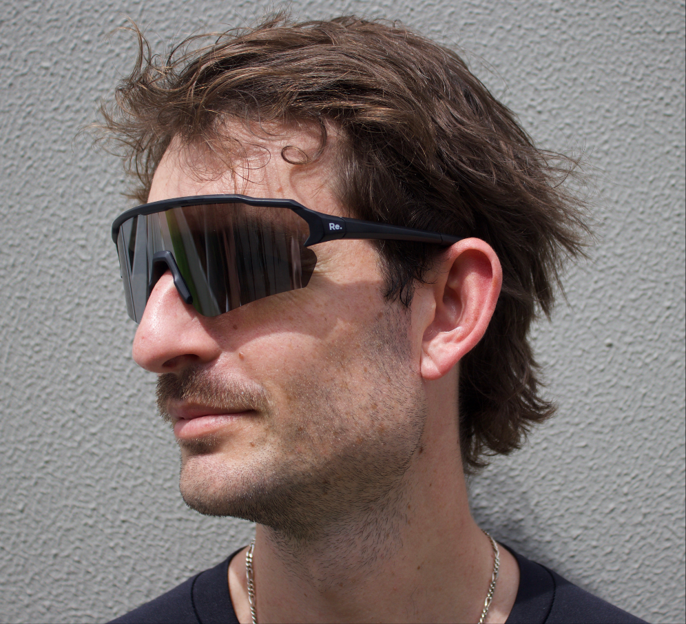 Man wearing running sunglasses