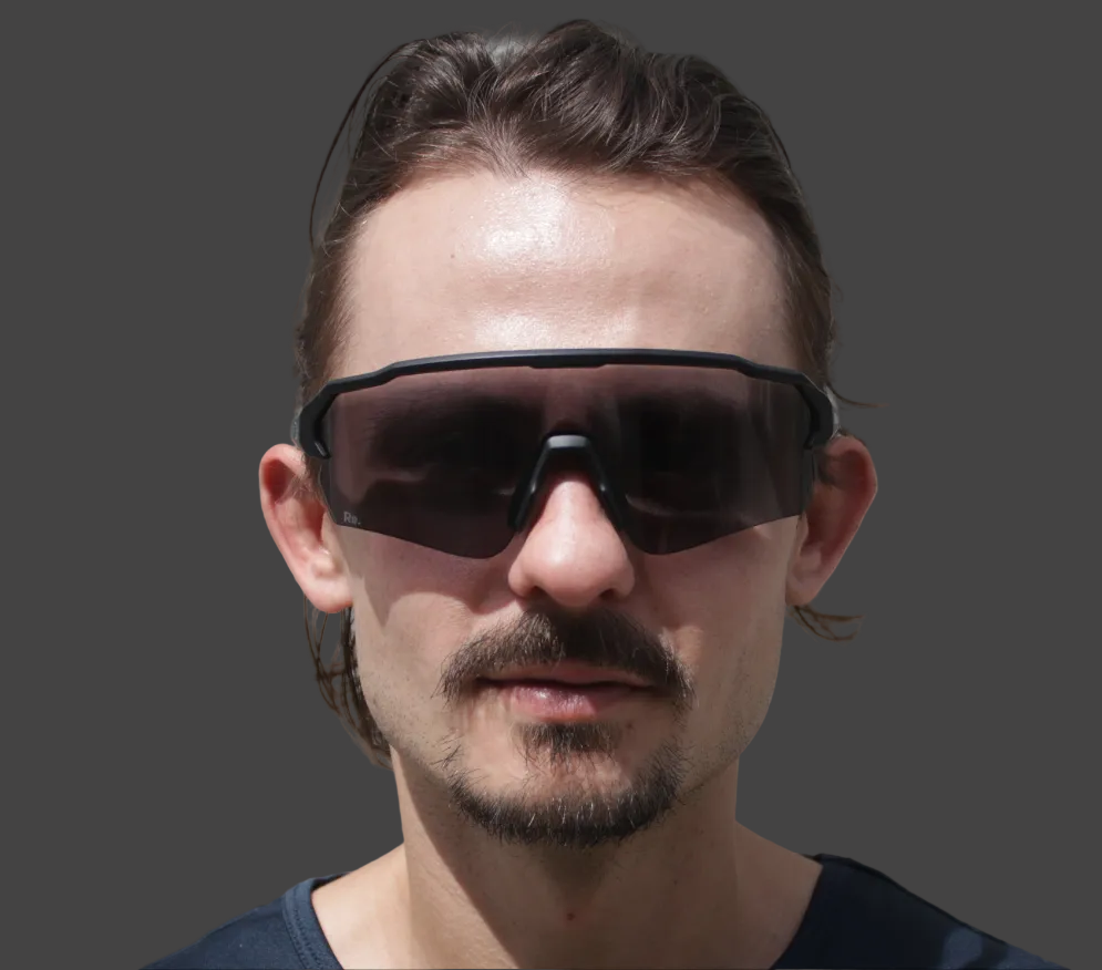 Man wearing running sunglasses