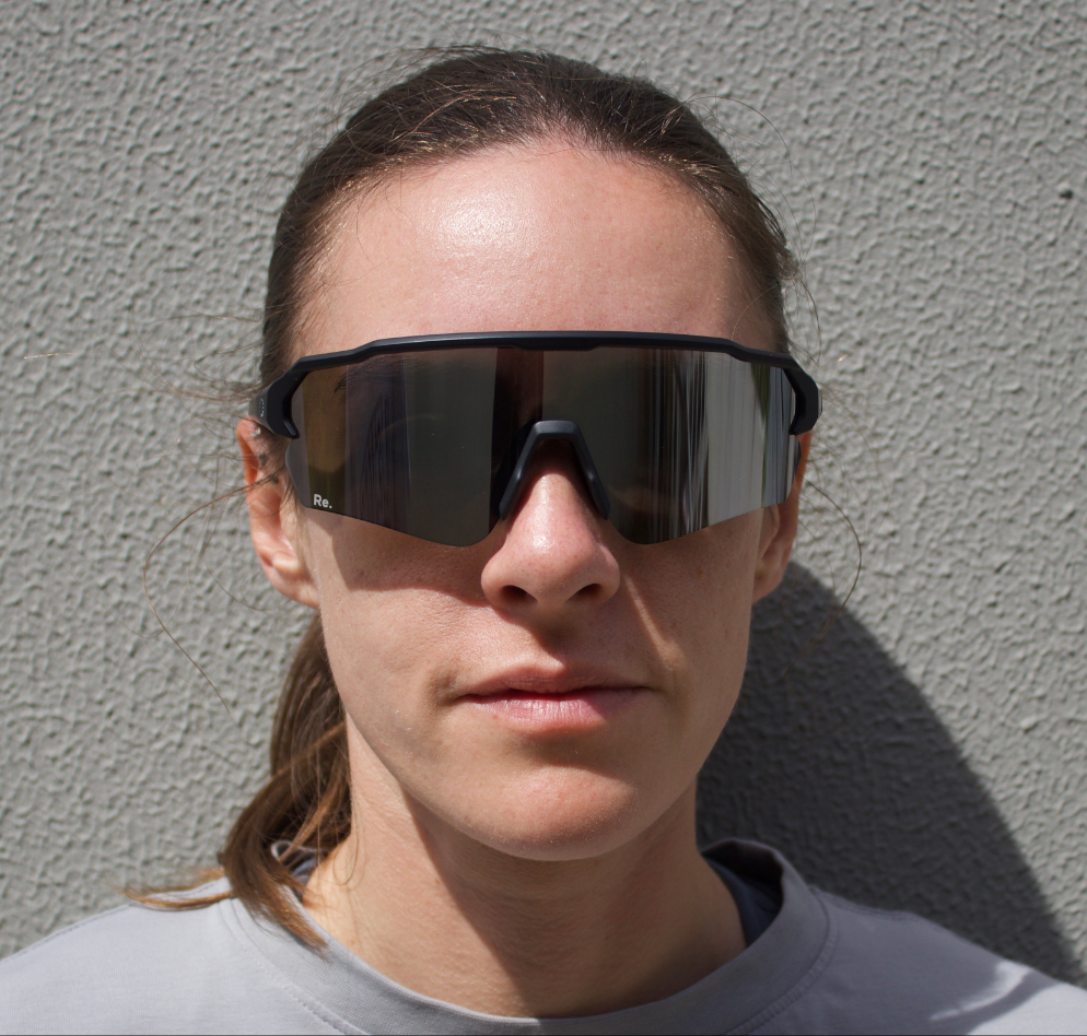 Woman wearing running sunglasses