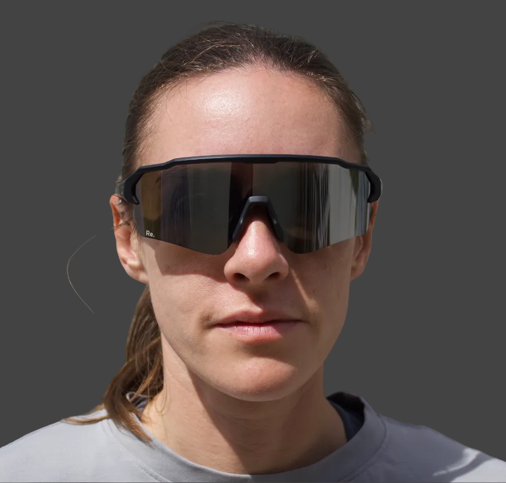 Woman wearing running sunglasses