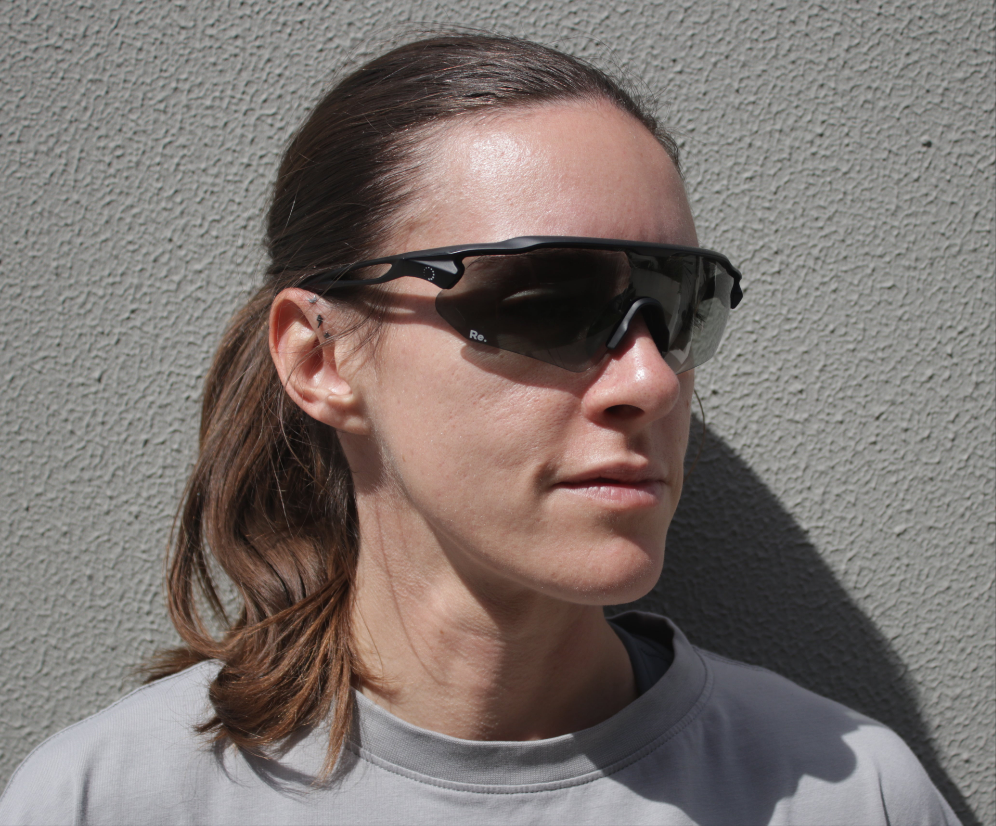 Woman wearing running sunglasses
