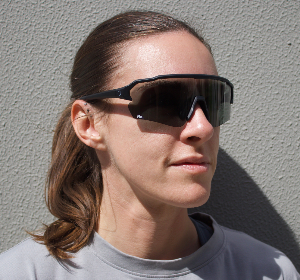 Woman wearing running sunglasses