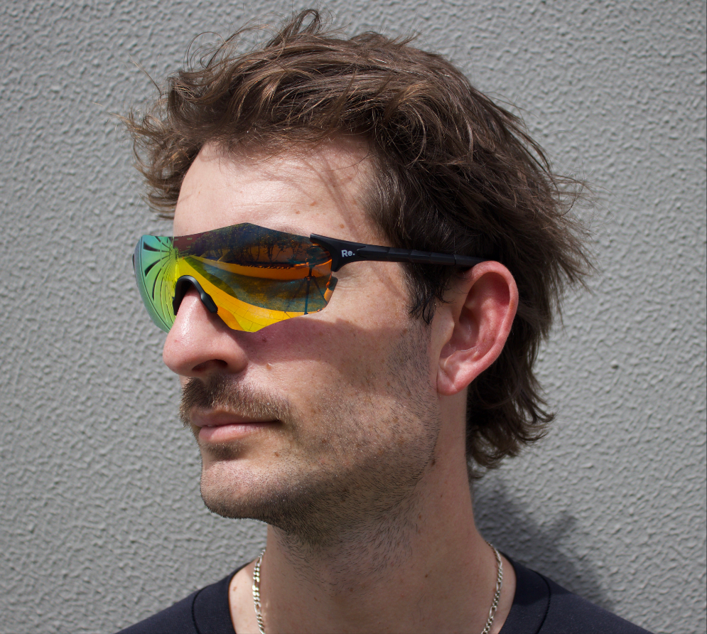 Man wearing running sunglasses