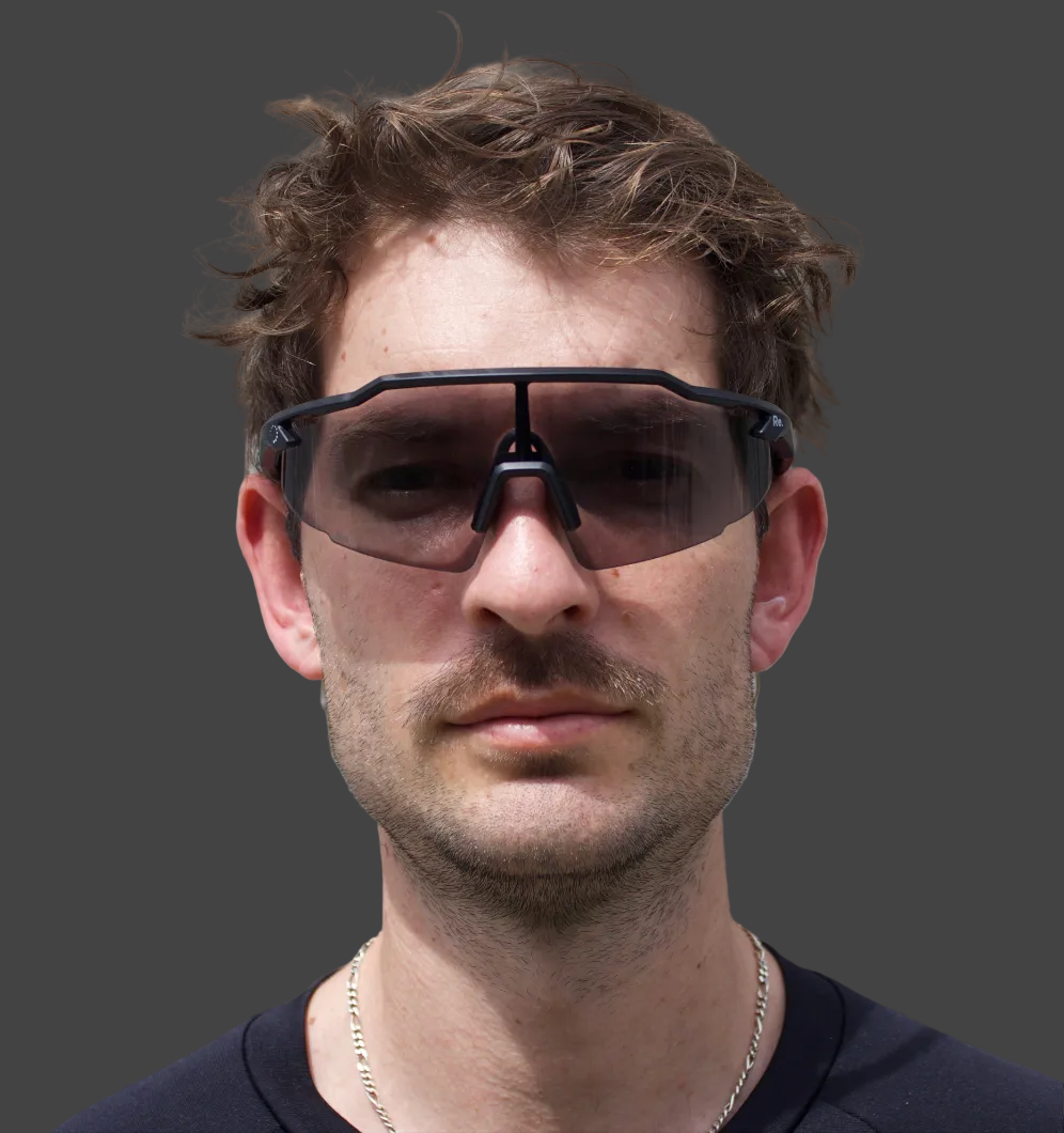Man wearing running sunglasses