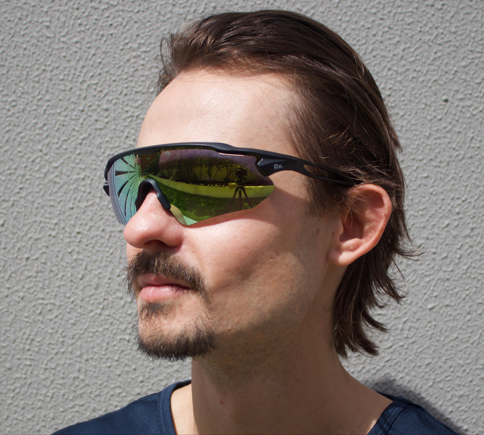 Man wearing running sunglasses