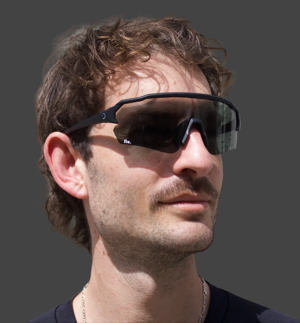 Man wearing running sunglasses