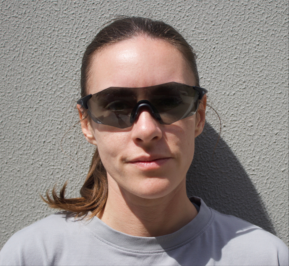 Woman wearing running sunglasses