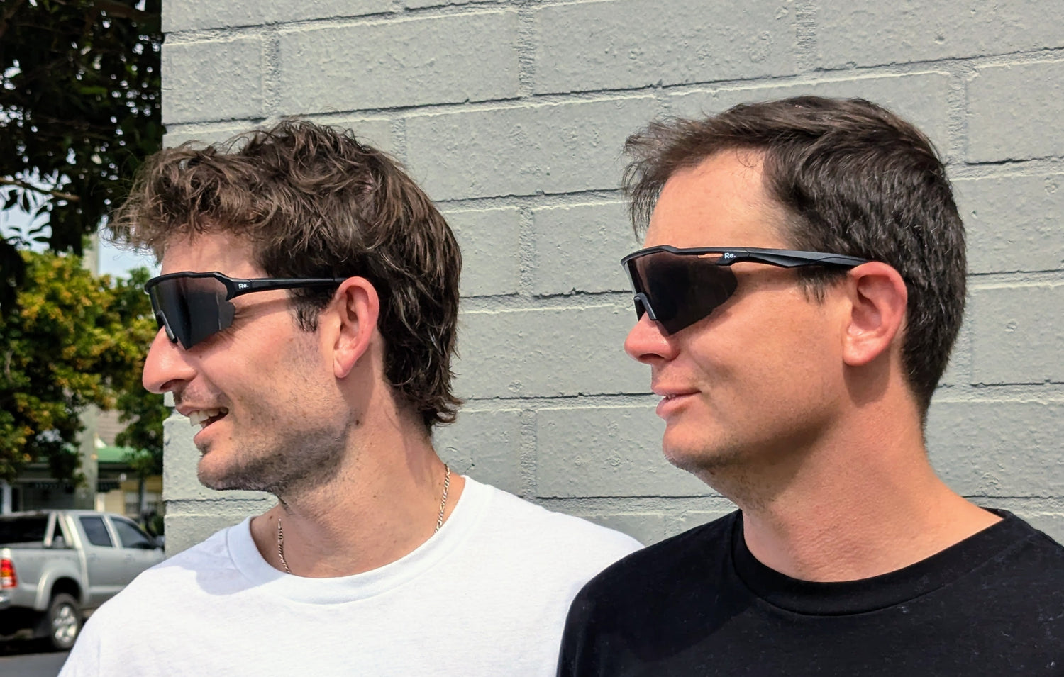 Runners wearing running sunglasses 