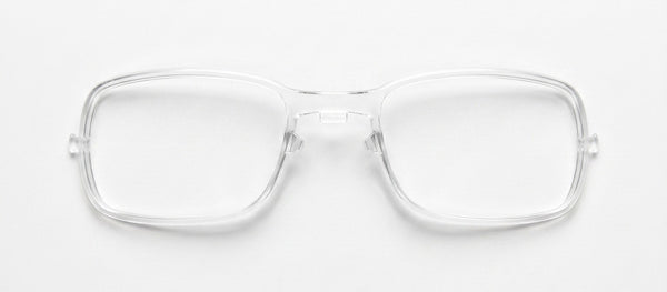 Prescription Lens Insert sitting behind the lens of a Re. Performance running sunglass frame
