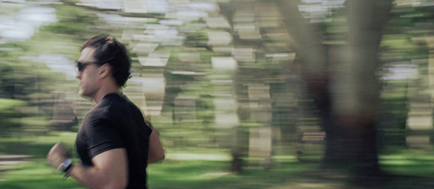 Runner focusing on stride rate and cadence during a training run