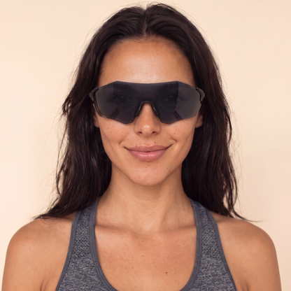 Re.flex: Protector Black Running Sunglasses model headshot female