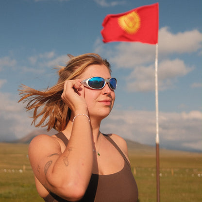 Re.wind: Silver / Blue Lifestyle Running Sunglasses