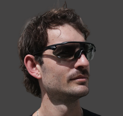 Man wearing running sunglasses 