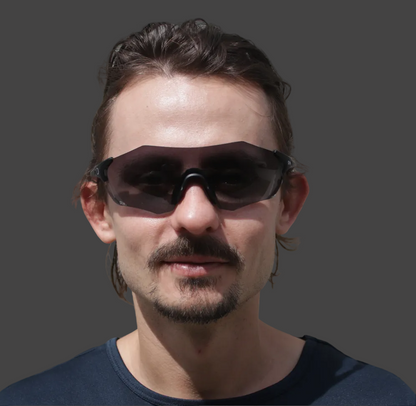 Man wearing running sunglasses 