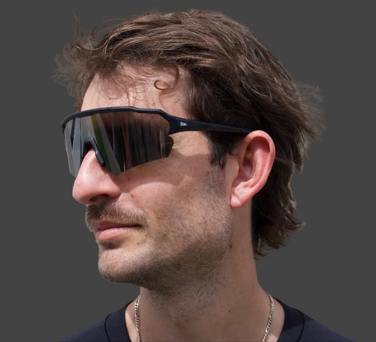 Man wearing running sunglasses 