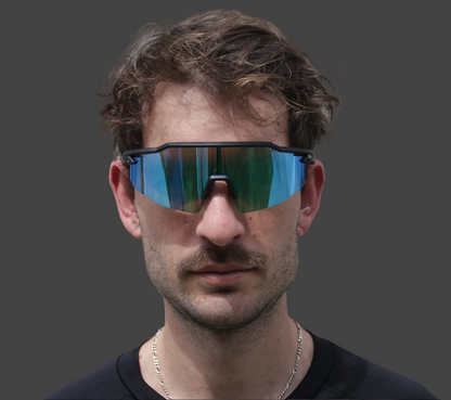 Man wearing running sunglasses 
