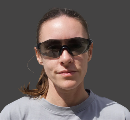 Woman wearing running sunglasses 