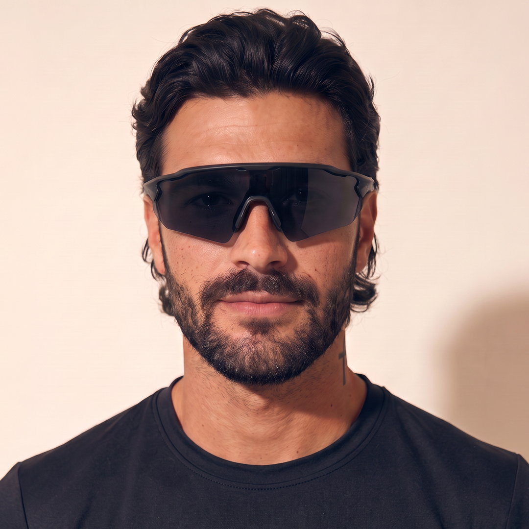 Re.glide: Protector Black Running Sunglasses model headshot male