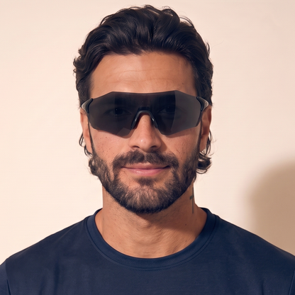 Re.flex: Protector Black Running Sunglasses model headshot male