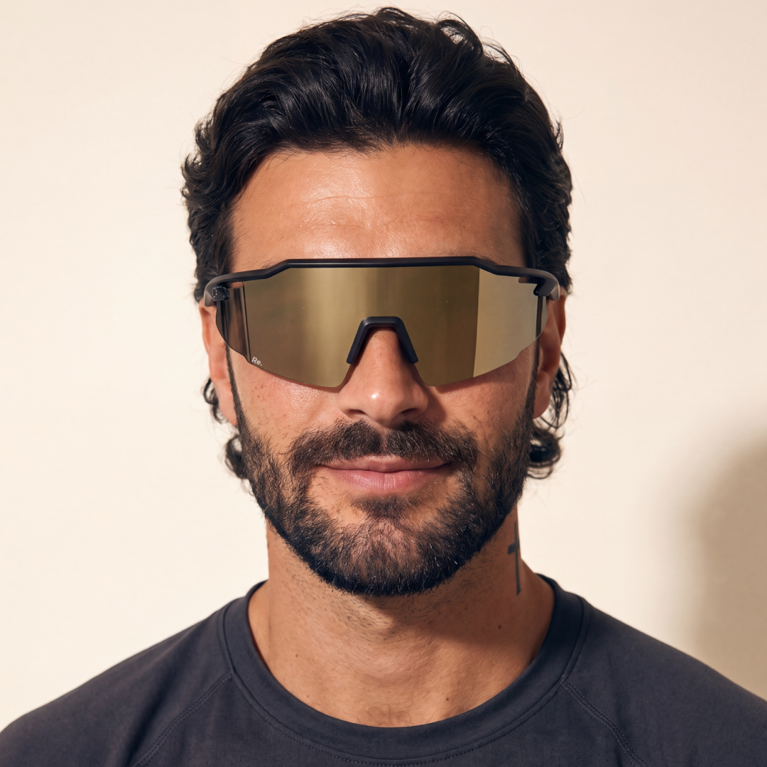 Re.balance Protector Gold Running Sunglasses model headshot male