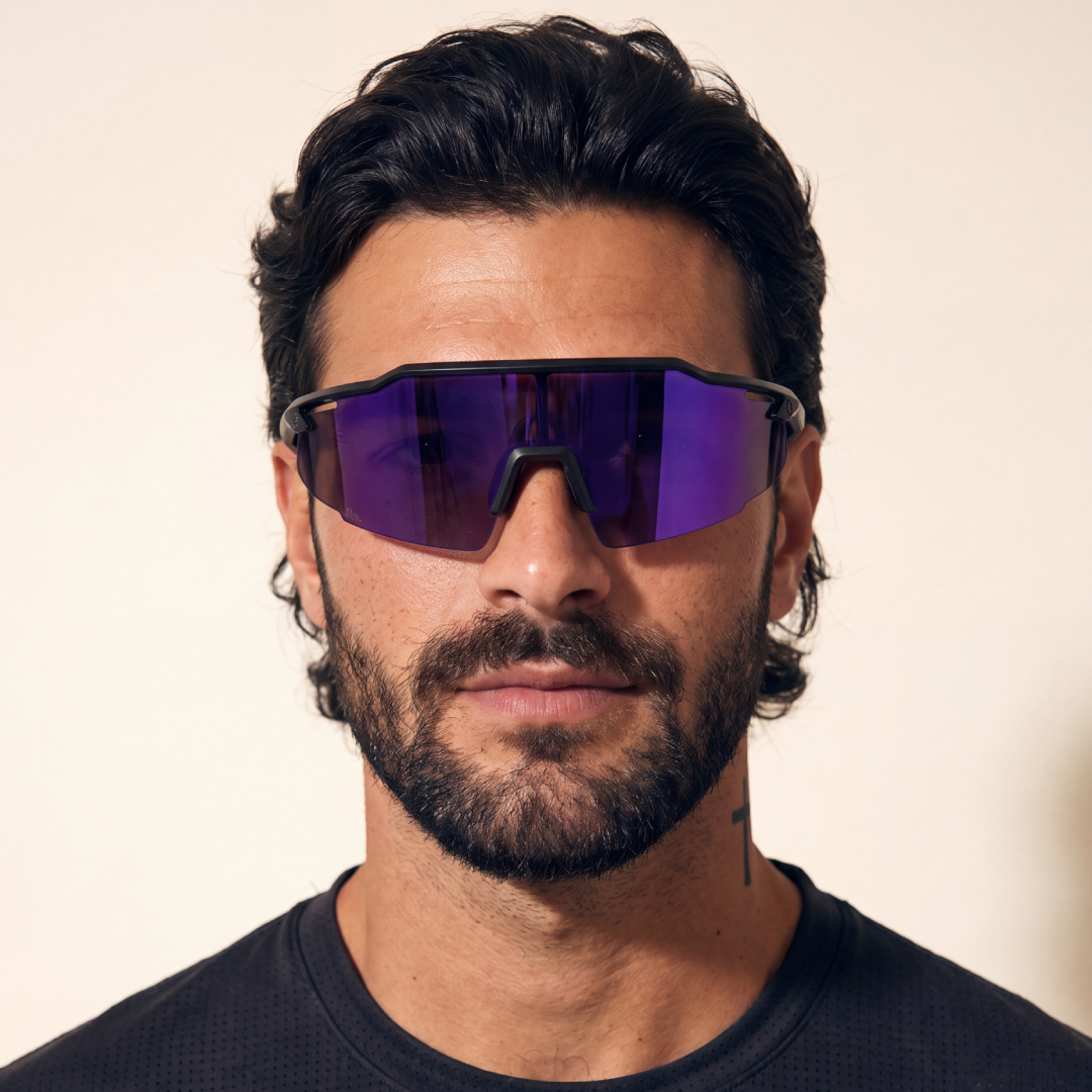 Re.balance Protector Purple Running Sunglasses model headshot male